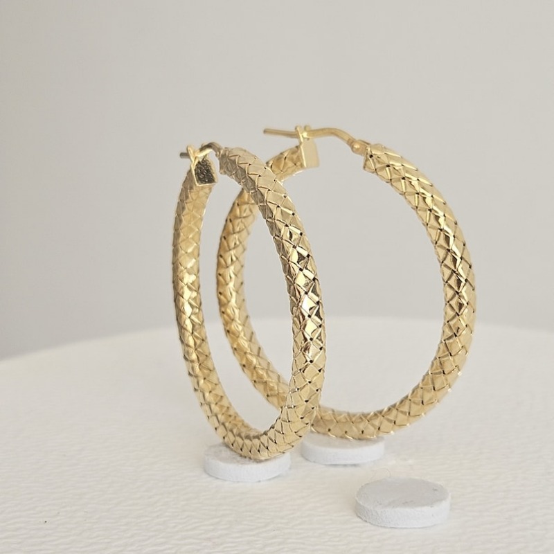 Women's Braided Golden Earrings with Braid Motif